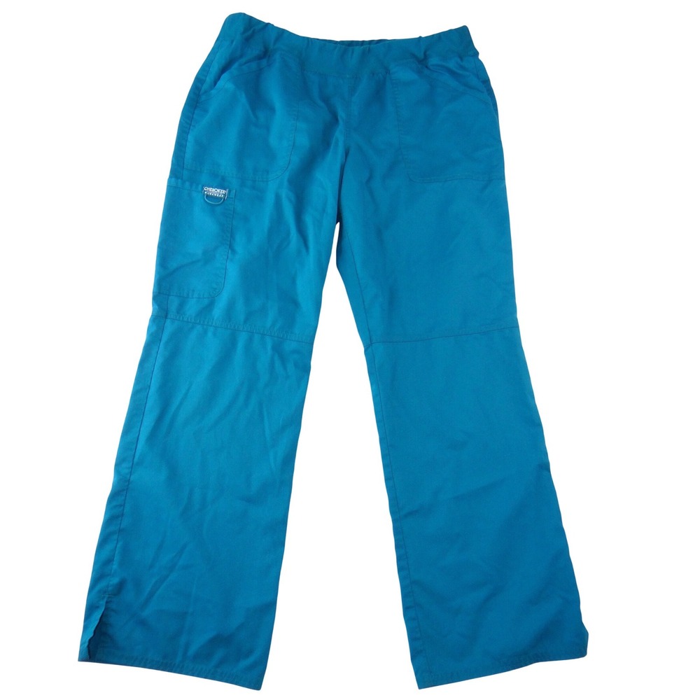 Cherokee Workwear Women Caribbean Blue Scrub Pants Cargo D-Ring Large Tall